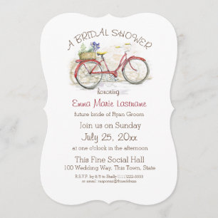 Vintage Bicycle with Flower Basket Bridal Shower Invitation