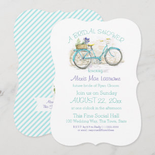 Vintage Bicycle with Flower Basket Bridal Shower Invitation