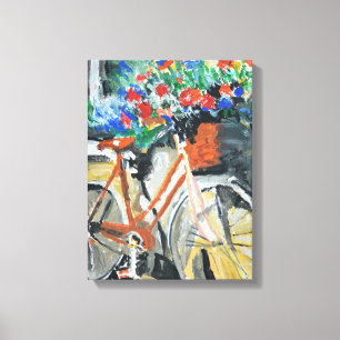 Vintage Bicycle with Flower Basket Expressionist Canvas Print