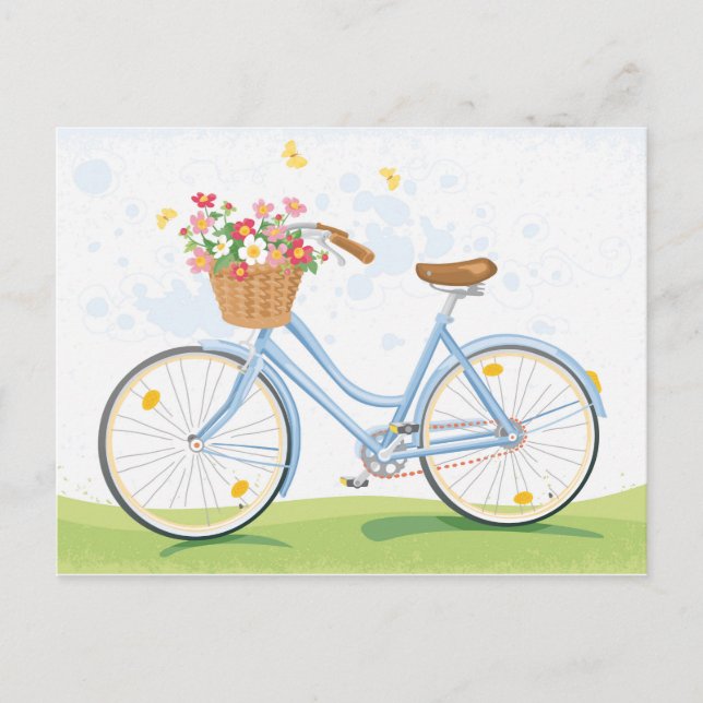 Vintage Bicycle with Flower Basket Postcard (Front)