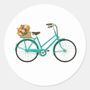 Vintage Bicycle with Flowers Painting Stickers