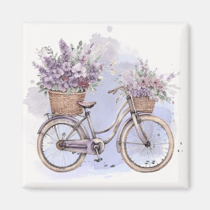 Vintage Bicycle with Flowers – Watercolor  Magnet