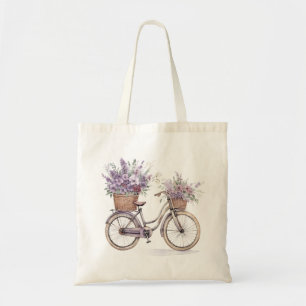 Vintage Bicycle with Flowers – Watercolor Tote Bag