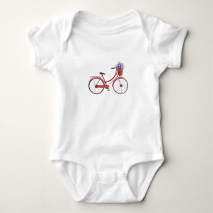 Vintage Bicycle with Lavender  Baby Bodysuit