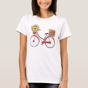 Vintage Bicycle with Pumpkin and Sunflowers  T-Shirt