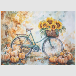 Vintage Bicycle with Sunflowers and Pumpkins Tissue Paper