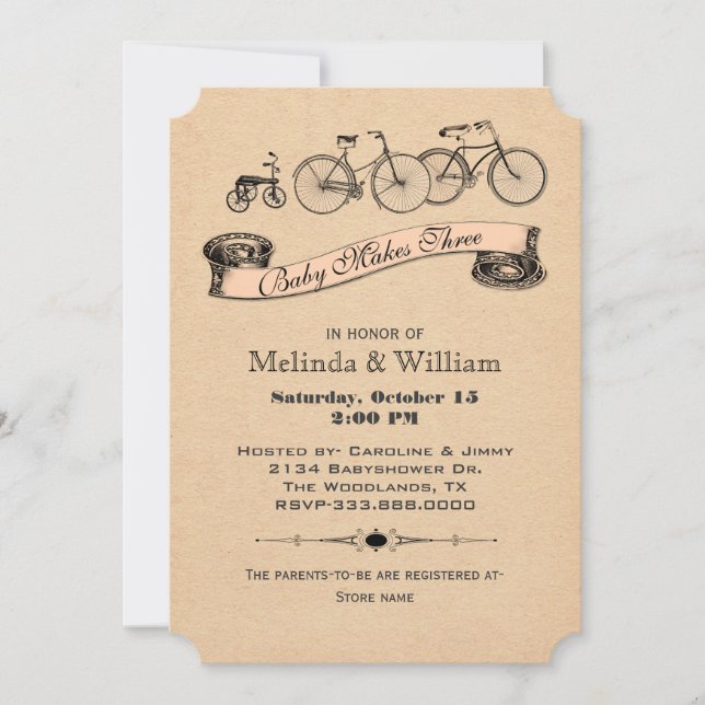 Vintage Bicycles Baby Shower Invitation 2 (Front)