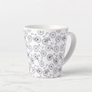 Vintage Bicycles Bike Art Pattern CUSTOM BG COLOR Latte Mug