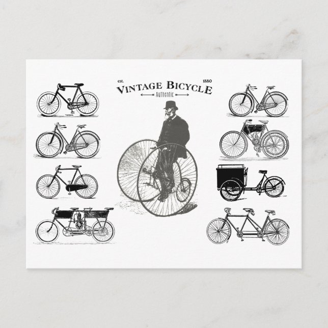 Vintage Bicycles est. 1880 Postcard (Front)