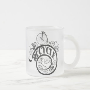 Vintage Bicycles Recycle Apparel and Gifts Frosted Glass Coffee Mug