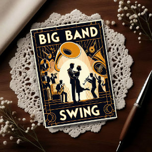 Vintage Big Band Swing Dance Postcard