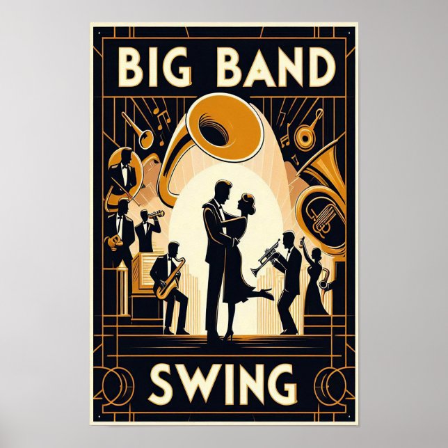 Vintage Big Band Swing Dance Poster (Front)