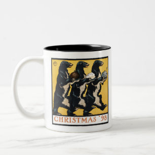 Vintage Big Bear Christmas '98 by Edward Penfield Two-Tone Coffee Mug