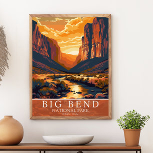  Vintage Big Bend National Park Sunset Poster
