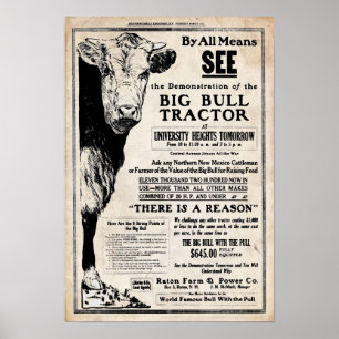Vintage Big Bull Tractor Print