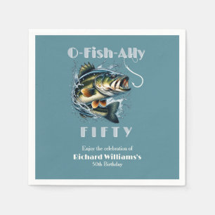 Vintage Big Fish The Bait OFishAlly 50th Birthday Napkin