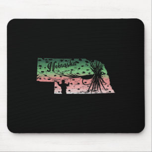 Vintage Big Fly Rainbow Trout Nebraska Map Fly Fis Mouse Mat