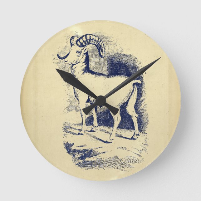 VINTAGE BIG HORN SHEEP ROUND CLOCK (Front)
