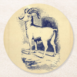 VINTAGE BIG HORN SHEEP ROUND PAPER COASTER
