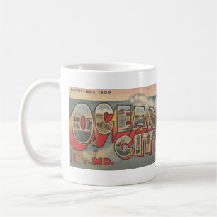 vintage Big Letter OCEAN CITY, MD postcard Coffee Mug