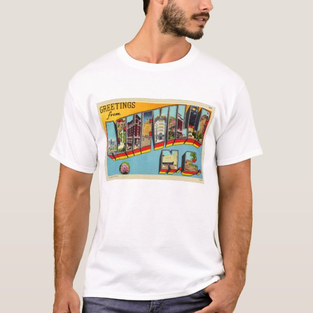 Vintage Big Letter Postcard Asheville, NC T-Shirt (Front)