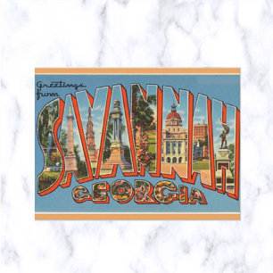 Vintage Big Letter Savannah Georgia Postcard