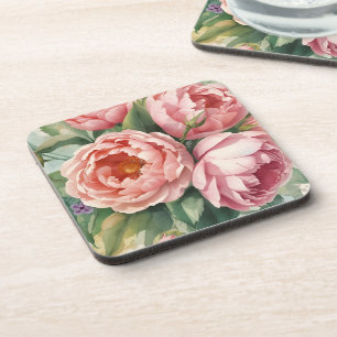 Vintage Big Pink Flowers Coaster
