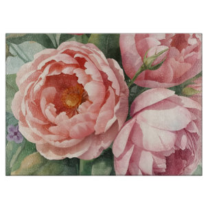 Vintage Big Pink Flowers Cutting Board