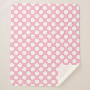 Vintage Big Polka Dots White Pastel Pink Pattern Sherpa Blanket