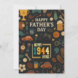 Vintage Big Pops 1944 81st Birthday Fathers Day Invitation