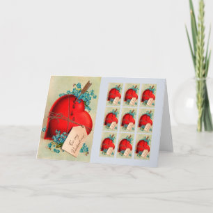 Vintage Big Red Bleeding Heart Valentine Postcard