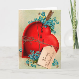 Vintage Big Red Bleeding Heart Valentine Postcard
