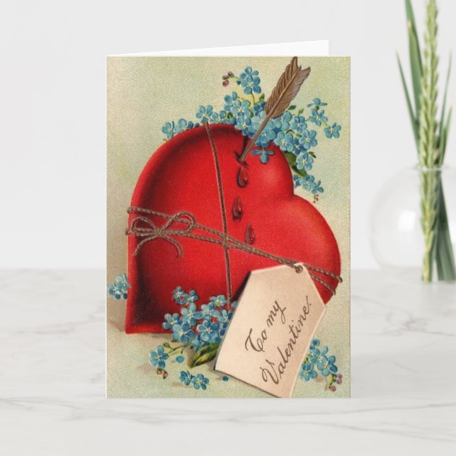 Vintage Big Red Bleeding Heart Valentine Postcard (Front)