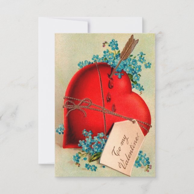 Vintage Big Red Bleeding Heart Valentine Postcard (Front)