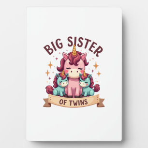 Vintage Big Sister of Twins Unicorn Sisterhood Cut Plaque
