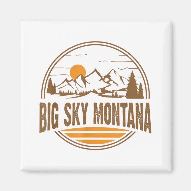 Vintage Big Sky, Montana Mountain Hiking Souvenir Magnet (Front)