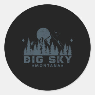 Vintage Big Sky Montana Mt Ski Mountain Outdoor Va Classic Round Sticker