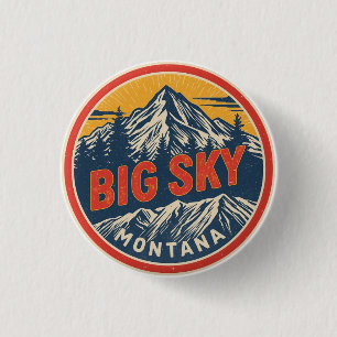 Vintage BIG SKY Montana Ski resort Bozeman mountai 3 Cm Round Badge