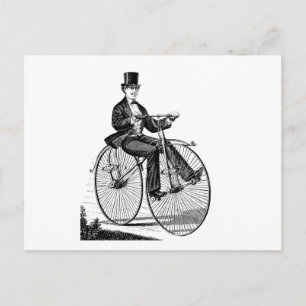 Vintage Big Wheel Bicycle Victorian Cycling Postcard