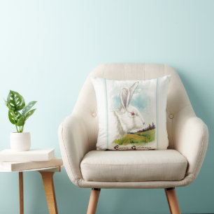 Vintage Big White Easter Rabbit Cushion