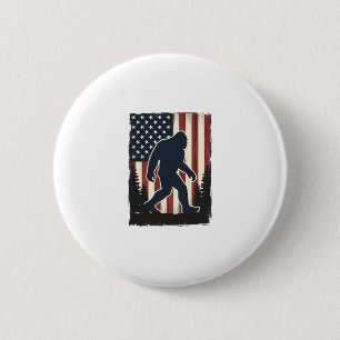 Vintage Bigfoot American Flag Forest Vector Design 6 Cm Round Badge
