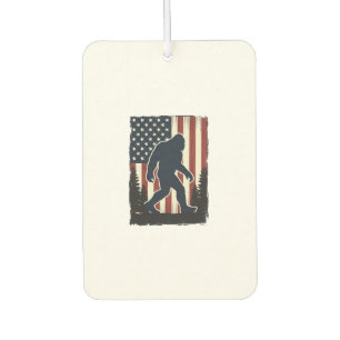 Vintage Bigfoot American Flag Forest Vector Design Car Air Freshener