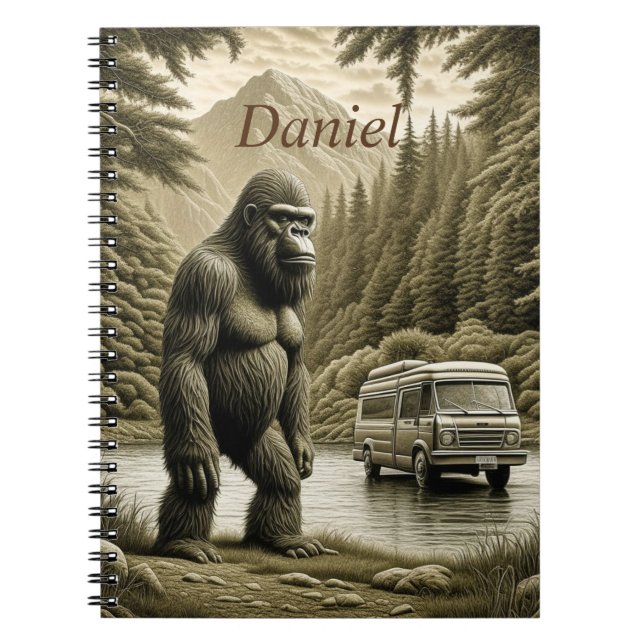 Vintage Bigfoot and RV Camper Personalised  Notebook (Front)