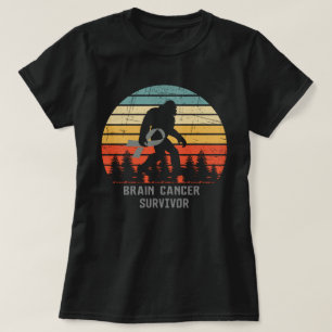 Vintage Bigfoot Brain Cancer Survivor Grey Ribbon T-Shirt