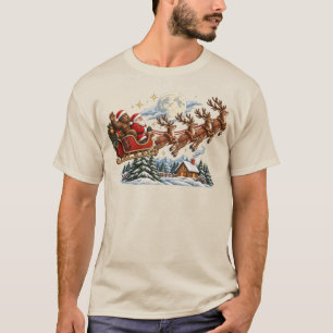 Vintage Bigfoot Christmas Sleigh Ride with Santa T-Shirt
