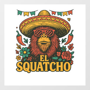 Vintage Bigfoot Cinco de Mayo Fiesta El Squatcho Window Cling