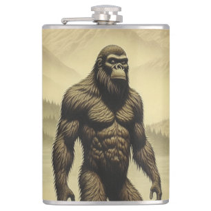 Vintage Bigfoot in the Mountains and Pines Hip Flask