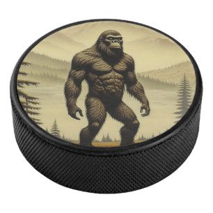 Vintage Bigfoot in the Mountains and Pines Hockey Puck