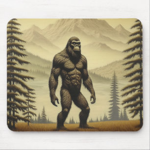 Vintage Bigfoot in the Mountains and Pines Mouse Mat