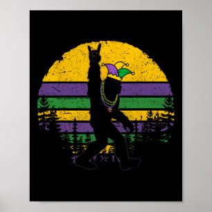 Vintage Bigfoot Mardi Gras Shirts Men Kids Boys Sa Poster